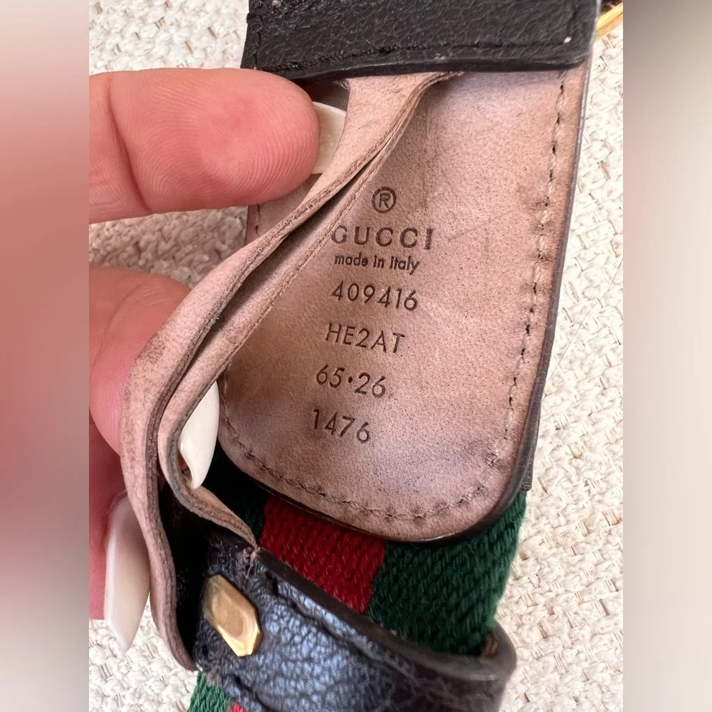 GUCCI green and red web belt size 65/26 - Picture 2 of 3